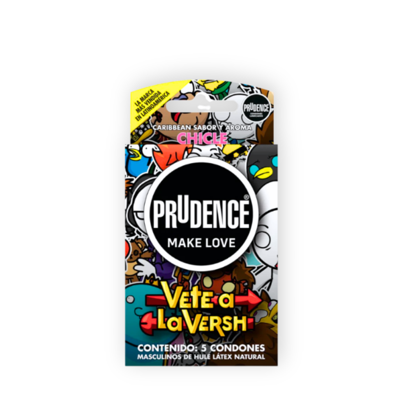 Condones Prudence Vete a la Versh Sabor y Color Chicle x 5