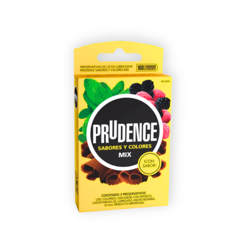 Condones Prudence Sabores y Colores Mix x3