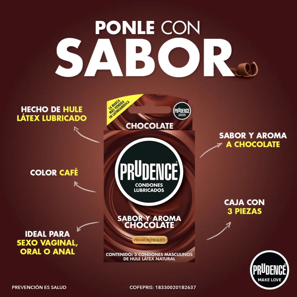 Condones Prudence Sabor Chocolate x3 - Imagen 3