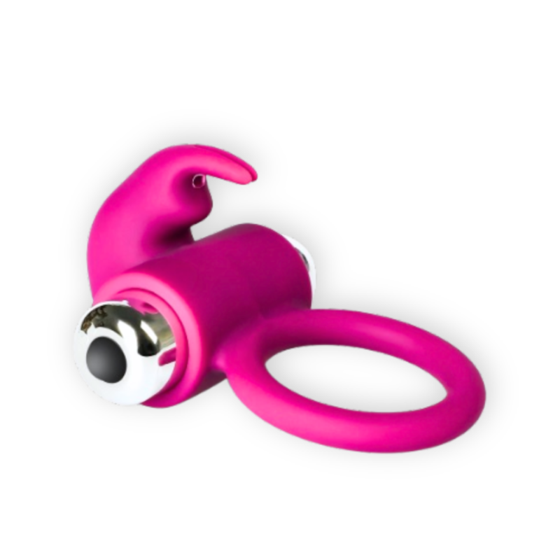 Anillo Vibrador de Silicona para Pene con Estimulador Clitoriano – Fucsia
